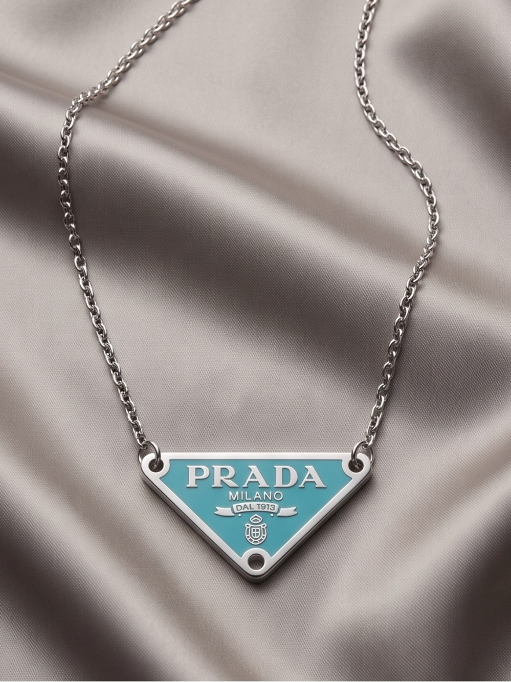 Unbranded Upcycled Milano Turquoise Triangle Logo Pendant Necklace